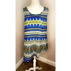 OneWorld Women's‎ M Multicolor Geometric Sleeveless Tunic Top